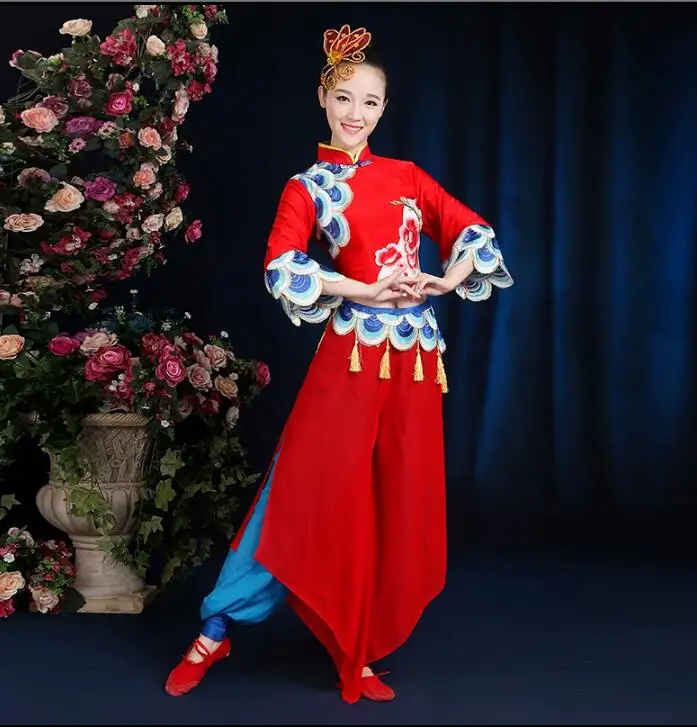 Yangge Costume Performance Costume 2023 New Chinese Style Classical Fan Dance Ethnic Costume