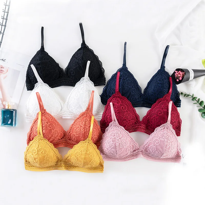 Sexy Floral Lace Bralette Sexy Bras For Women Lace Bra Female Underwear Soft Intimates Deep V Brassiere Lingerie Push Up Bra