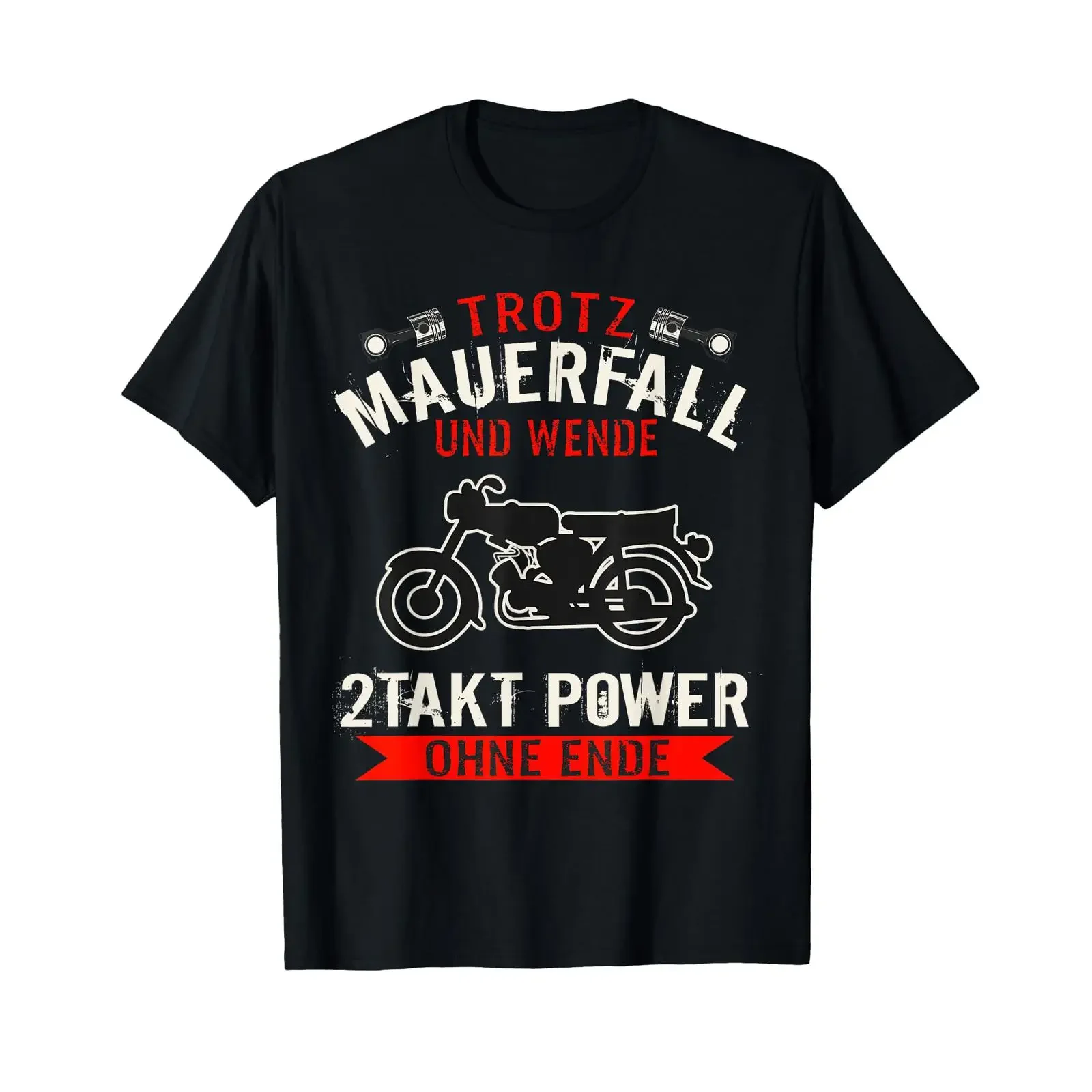 Destz Steinfall und Wende 2 Strot Power Moped DDR Sprüche T-Shirt Vintage Washed Streetwear Vielseitig Lässig Weiche Mode