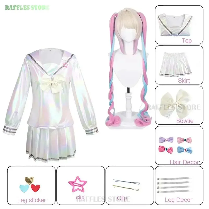 

DY20NEEDY GIRL OVERDOSE KAngel Cosplay Costume Lolita Shoes Coat Skirt Uniform Wig Hallowmas COS Laser Color Skirts Ribbon Wig25