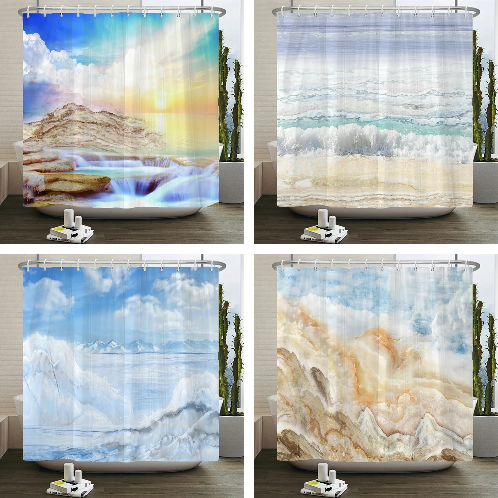 Abstract Marble Ink Texture Shower Curtain Waterproof Polyester Morden Art Bath Curtains Home Decor Bathroom Curtain With Hooks