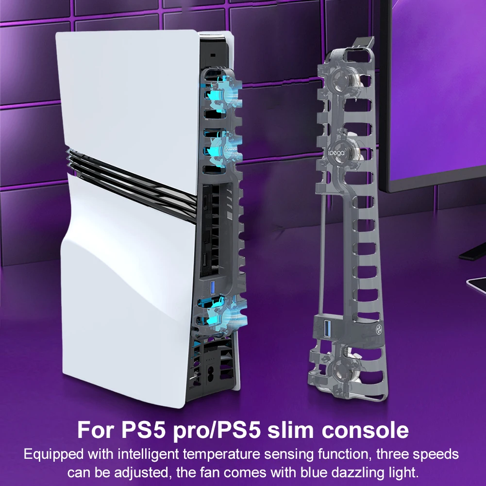 

Cooling Fan for PS 5 Pro/PS 5 Slim External Fan Cooler with 3 Fans USB 3.0 Host Cooling Fan for Playstation 5 Pro/Slim Console