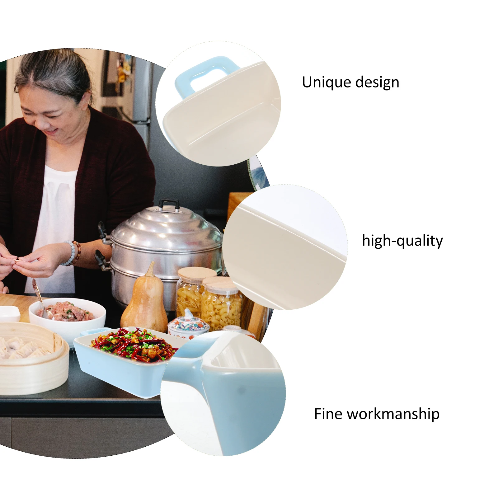 

Ceramic Baking Tray Premium Heat Resistant Microwave Safe Oven Dish for Food Storage Desserts Fruits Vegetables Snacks Rice