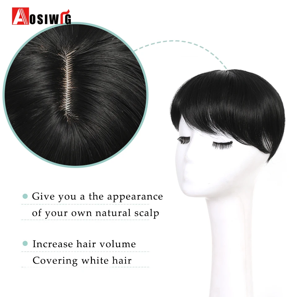 Synthetic Natural Invisible Replacement Cover White Hair Topper Hair Piece With Bangs Invisible Hair Toupee For Women Clip In Ha