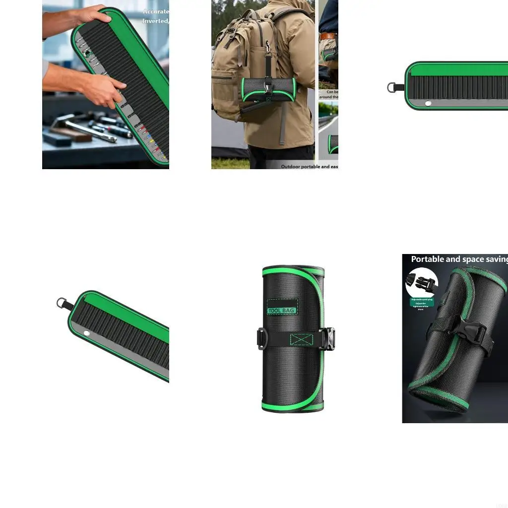 

Hanging Tool Roll Cloth Fabric Multiple Compartments Rollable Tool Bag for Electricians DIY