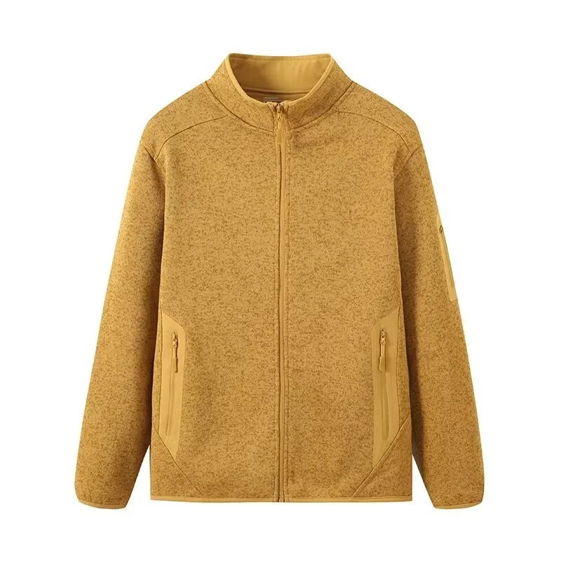 

Couple Outdoor Windproof Solid Color Coats & Jackets Mountaineering Sports Stand Collar Casual Tops Fleece Warm Zip Men's Jacket