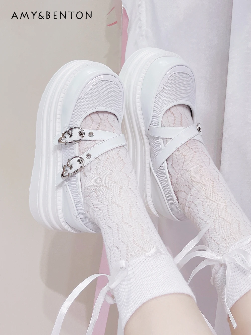 

Original Shallow Mouth Cross Strap Platform Shoes Muffin Women's Shoes Subculture Japanese Single Shoes Sweet Jk Girl High Heels