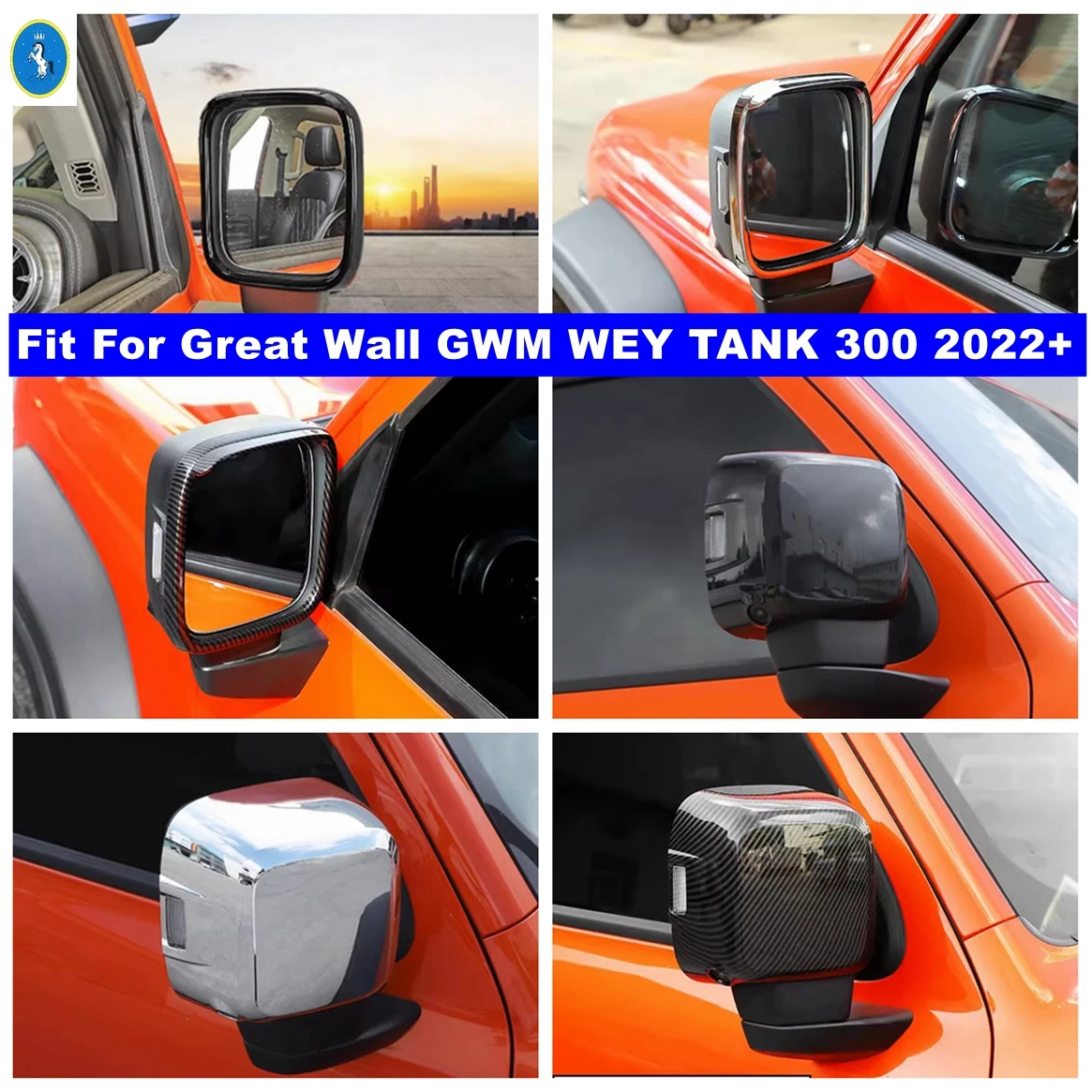 

Black Rearview Mirror Rain Eyebrow / Side View Wing Mirror Cover Trim Accessories Fit For Great Wall GWM WEY TANK 300 2022 2023