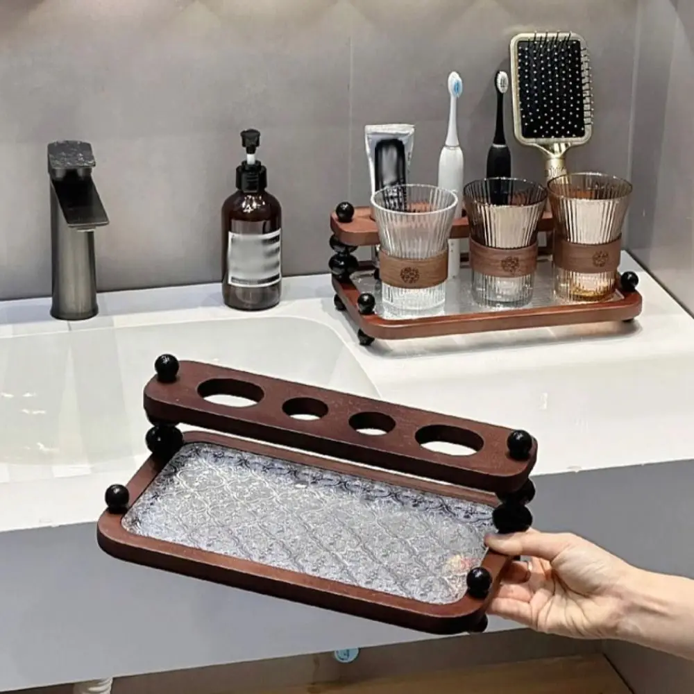 

Save Space Functional Toothbrush Storage Rack Vintage Petite Wooden Storage Shelf Circular Arc Storage Vintage Storage Rack