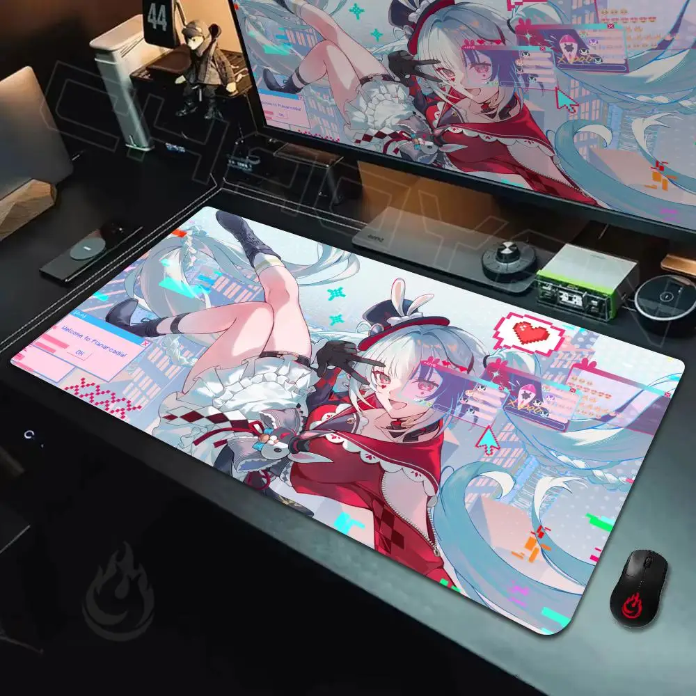 Anime girl Sparkle large Mouse Pad Desk Mat Non-Slip Durable office mouse mat gaming mats with Stitched Edge HD printing