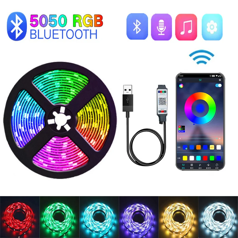 5V Usb Led Strip Verlichting Rgb Tape 5050 0.5M-5M Bluetooth 5V Flexibele Rgb Led strip Usb Lamp Tape Diode Lint Tv Led Backlight