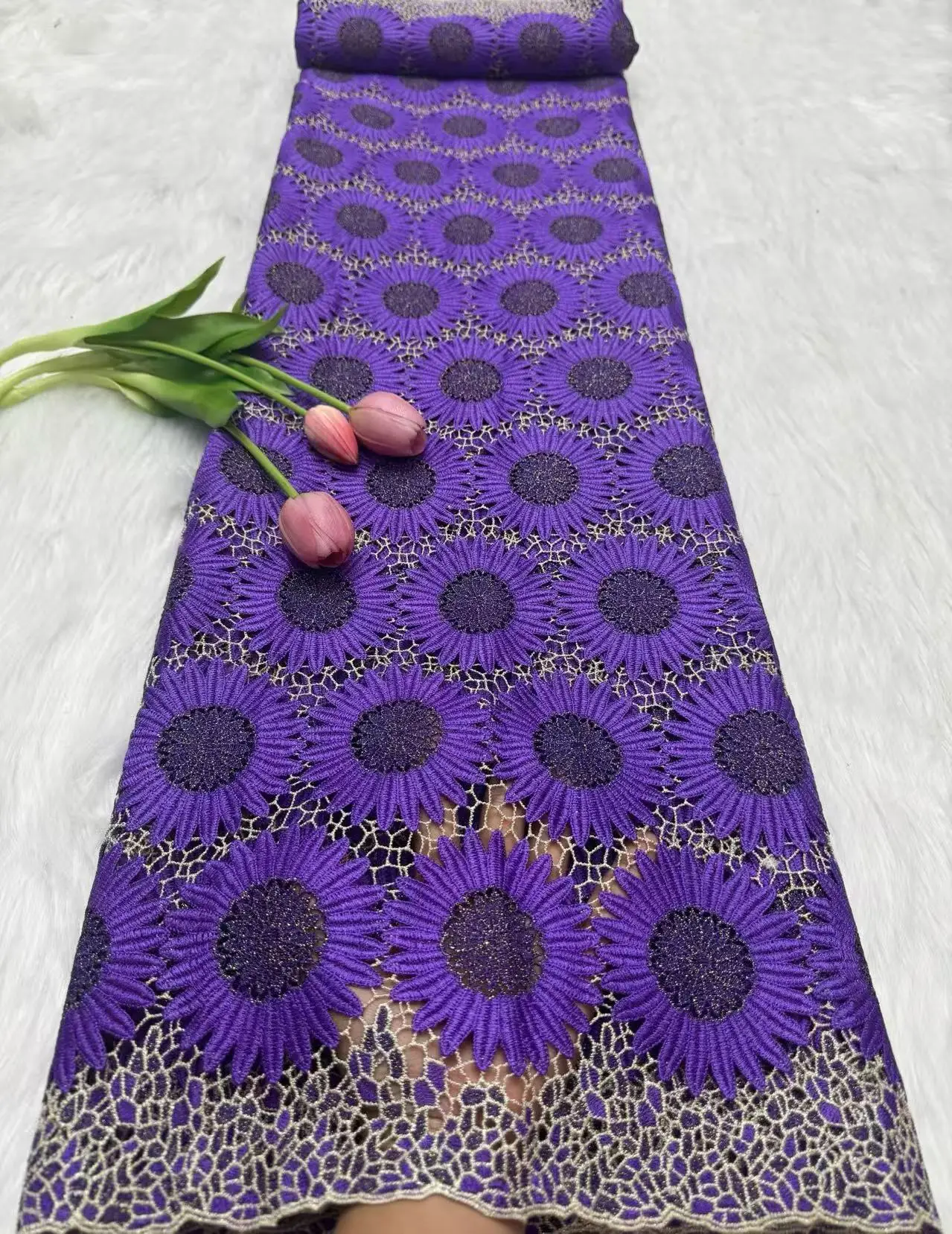 

Nigerian Guipure Cord Lace Fabric African Embroidery Fabric High Quality Water Soluble Elegant Women Party Sewing Women Asoebi