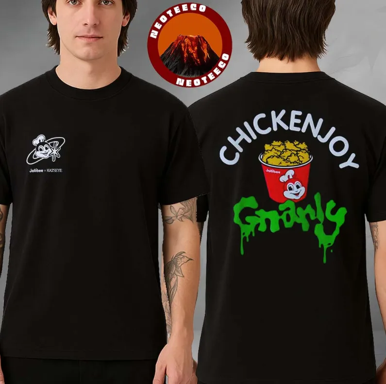 

Jollibe X Katseye Black Graphic With Chickenjoy Bucket Back Print T-Shirt