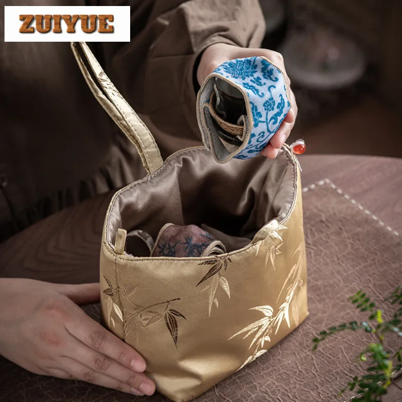 Thick Suede Protective Pot Straps Anti-fall And Anti-bump Portable Tea Set Protective Cover Outdoor Travel Storage Accessories