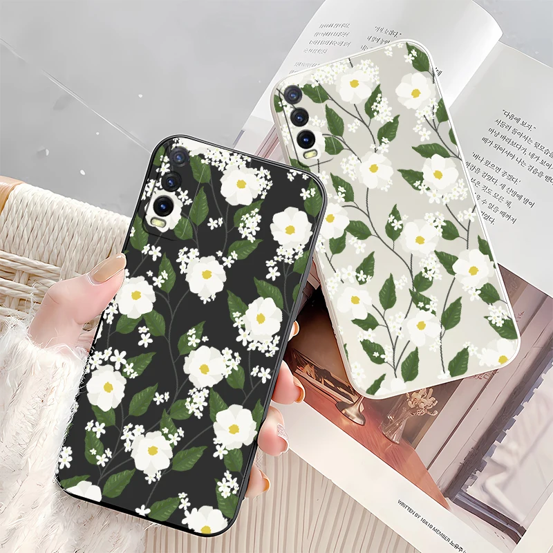 جراب هاتف لهاتف Vivo Y20 Y19 Y16 Y04 Y02 Y02S Y21 Y21S Y21T Y21A Y22 2022 Y22S Y12S Y20I غطاء سيليكون بنمط زهرة الموضة