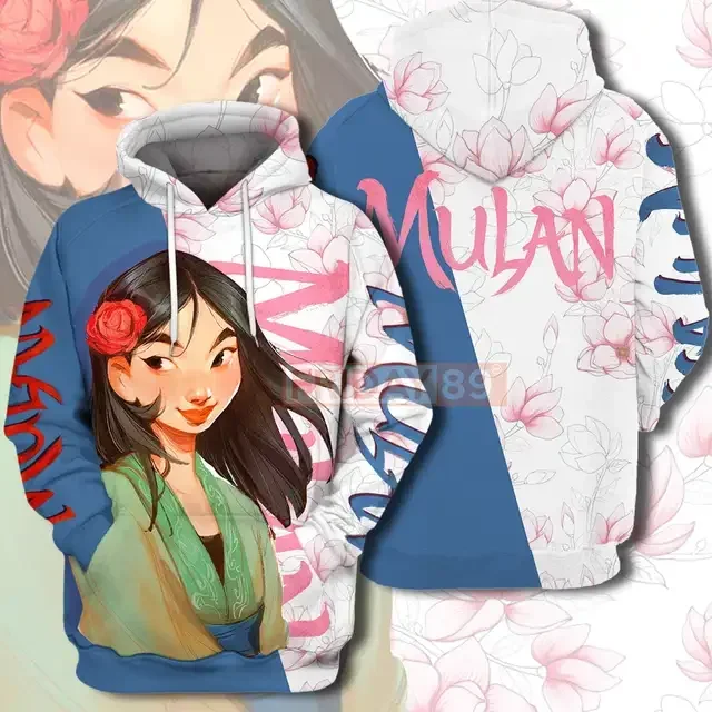 New Pattern Disney Mulan Cartoon Anime Printing Men's and Women's Hoodies Autumn and Winter Fashion Couple's Clothing Hoodie