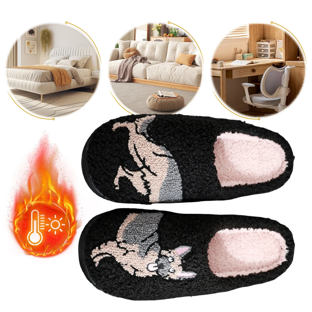 German Shepherd Slippers Comfortable Plush Dog Home Slippers Non Slip Thermal Puppy Slippers Cute Furry Slippers for Men Women