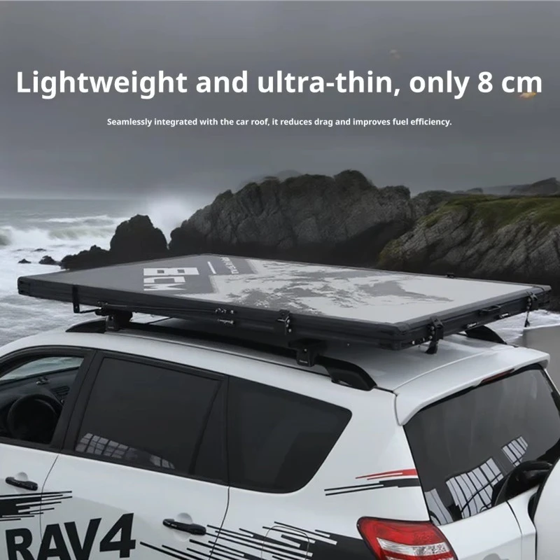 Ultra-Thin Aluminum Hard Top Automatic Pop-Up Rooftop Tent, Waterproof Triangle Car Roof Tent for Outdoor Camping Overlanding