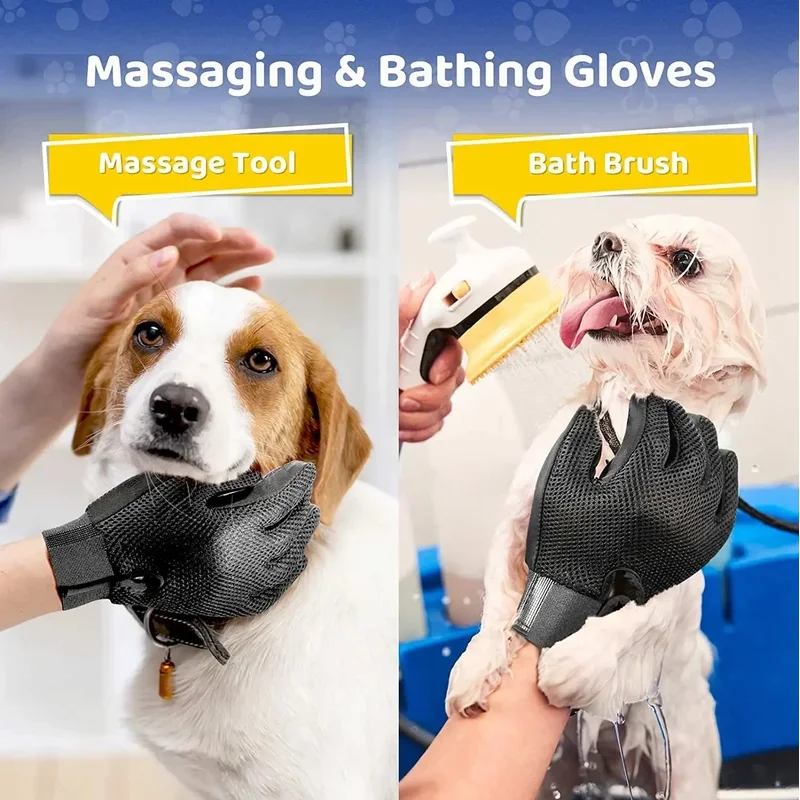 

Pet Grooming Glove for Dogs Cats – Hair Remover Deshedding Massage Glove