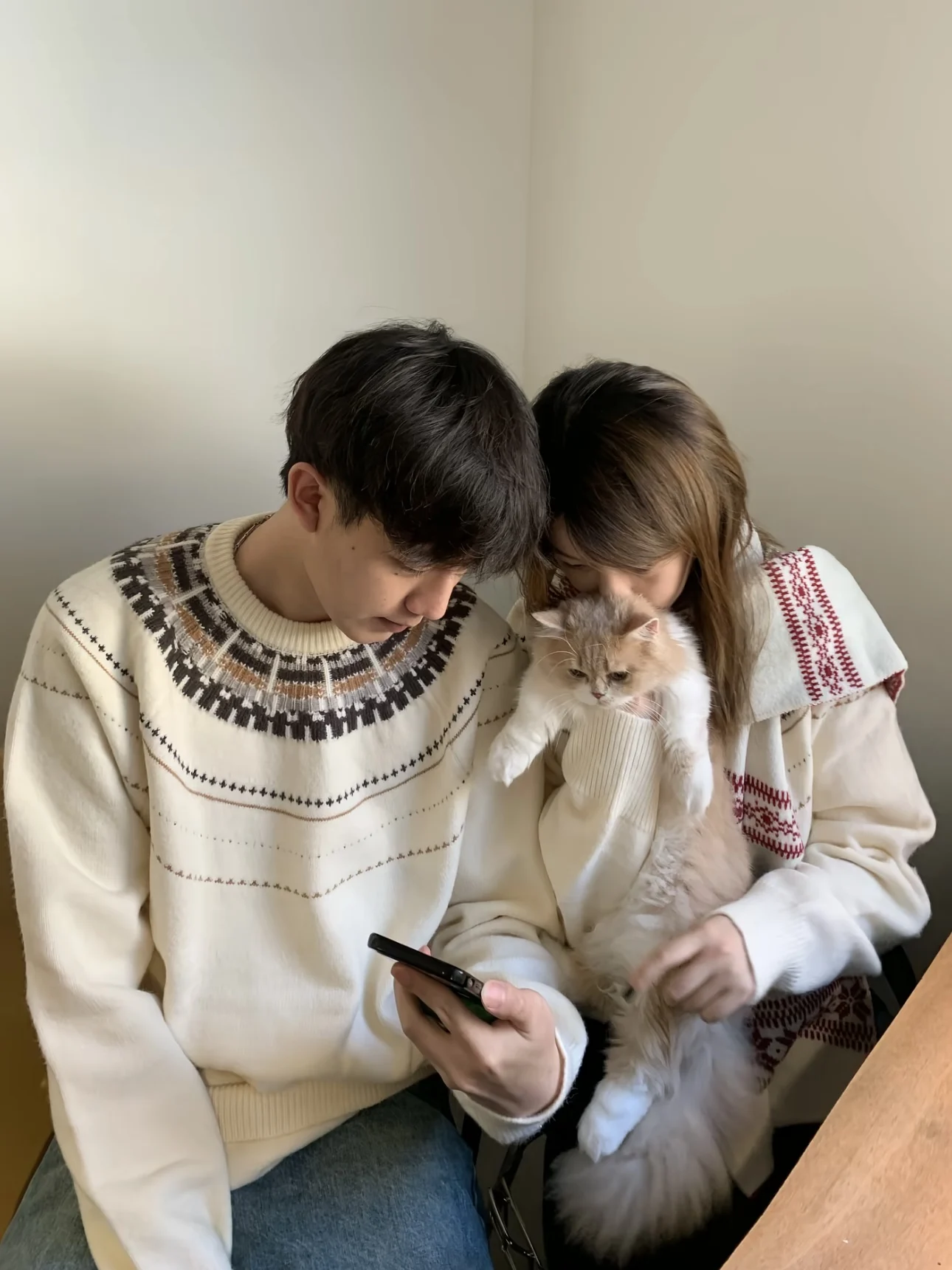 

Feilao Island High nce College Intarsia Knitwear round Ne Sweater Men's Autumn Winter Casual Couple's Knitwear