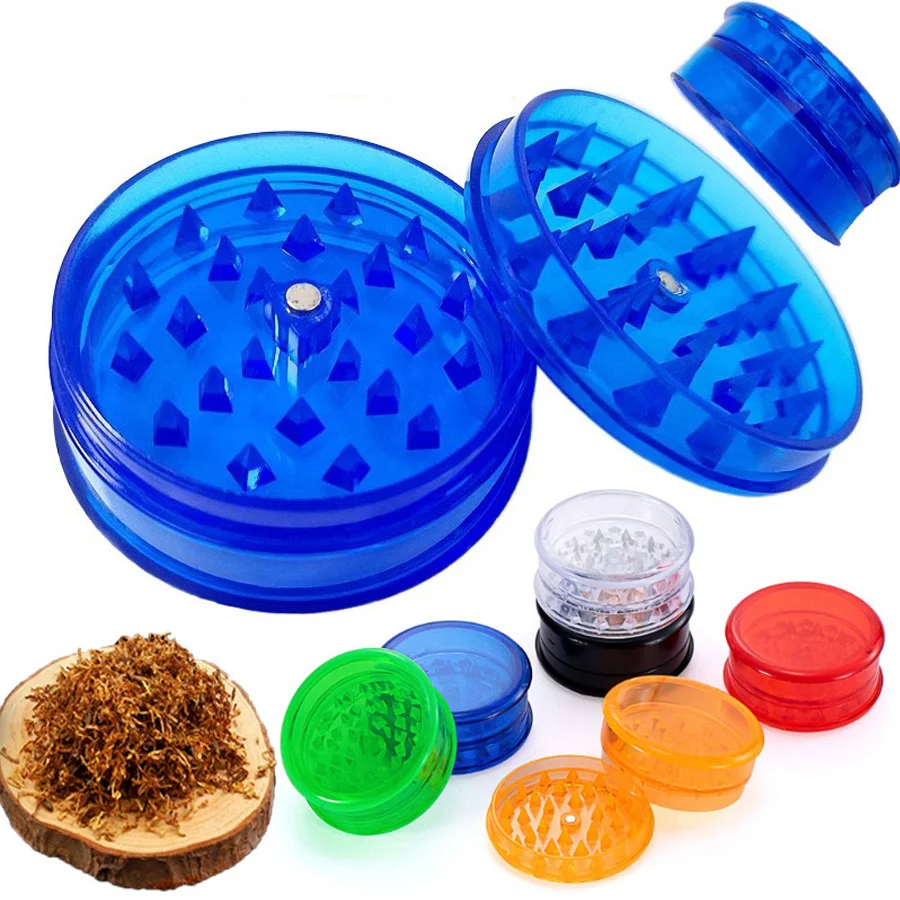 60MM 3 Layer Accessories Round Shape Plastic Tobacco Grinder Herb Grinder Tobacco Spice Crusher Color,Gift For Smoker