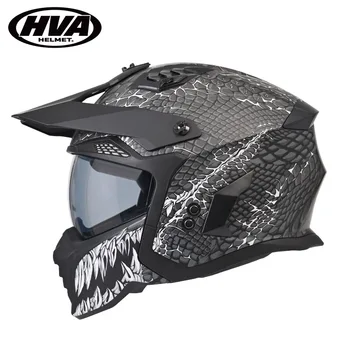 HVA casque de moto détachable multi-usages combinaison casque moto Locomotive personnalité demi-casque DOT ECE