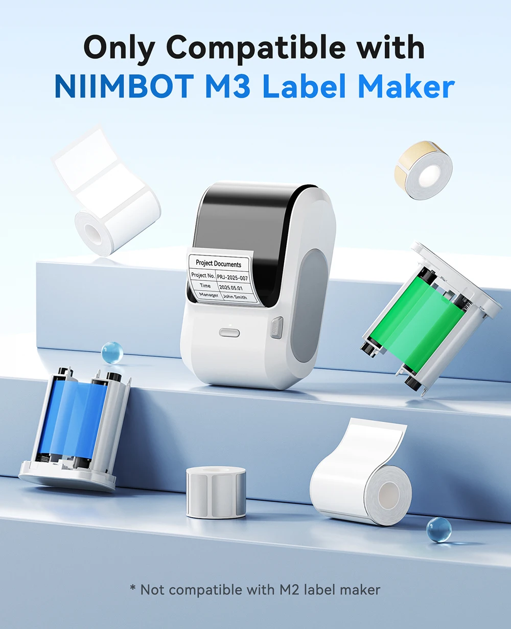 1 Rolka Kolorowej Taśmy do Drukarki Termotransferowej Niimbot M3, Biała/Srebrna Szczotkowana, Duży Rozmiar, Etykiety M3, Dom, Biuro, Handel Detaliczny — zdjęcie produktu 2