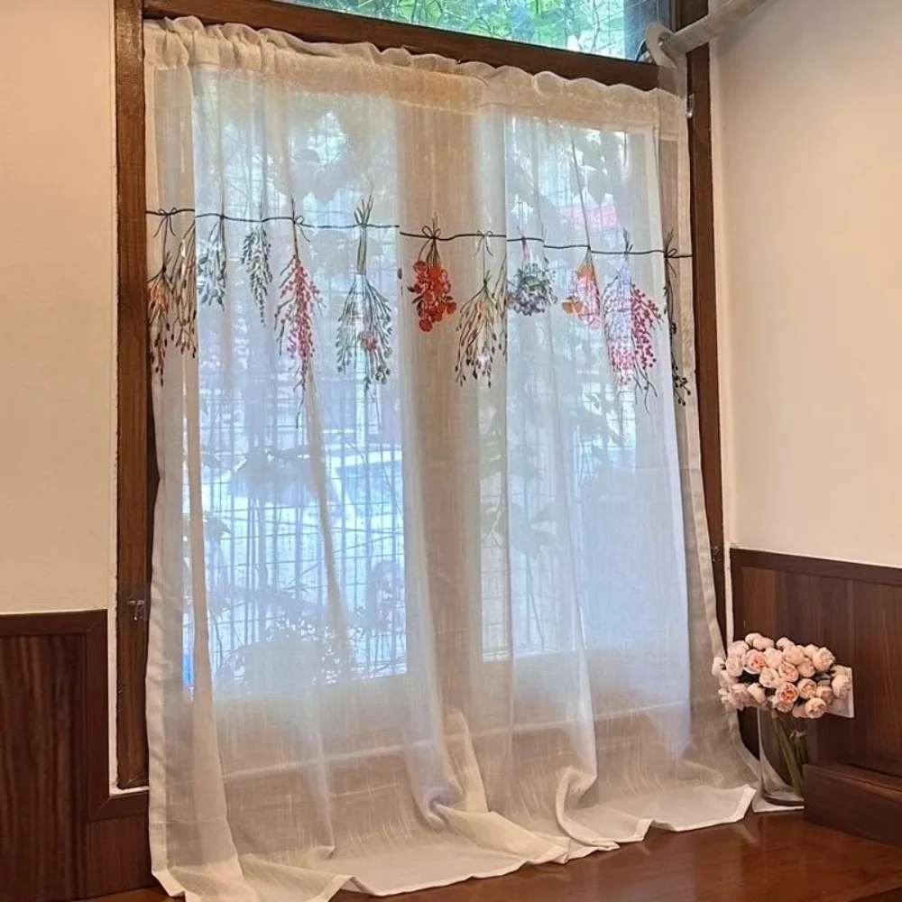 

Village Curtains for Living Room Nordic Cotton Half Door Blackout Kitchen Washing Table Screen