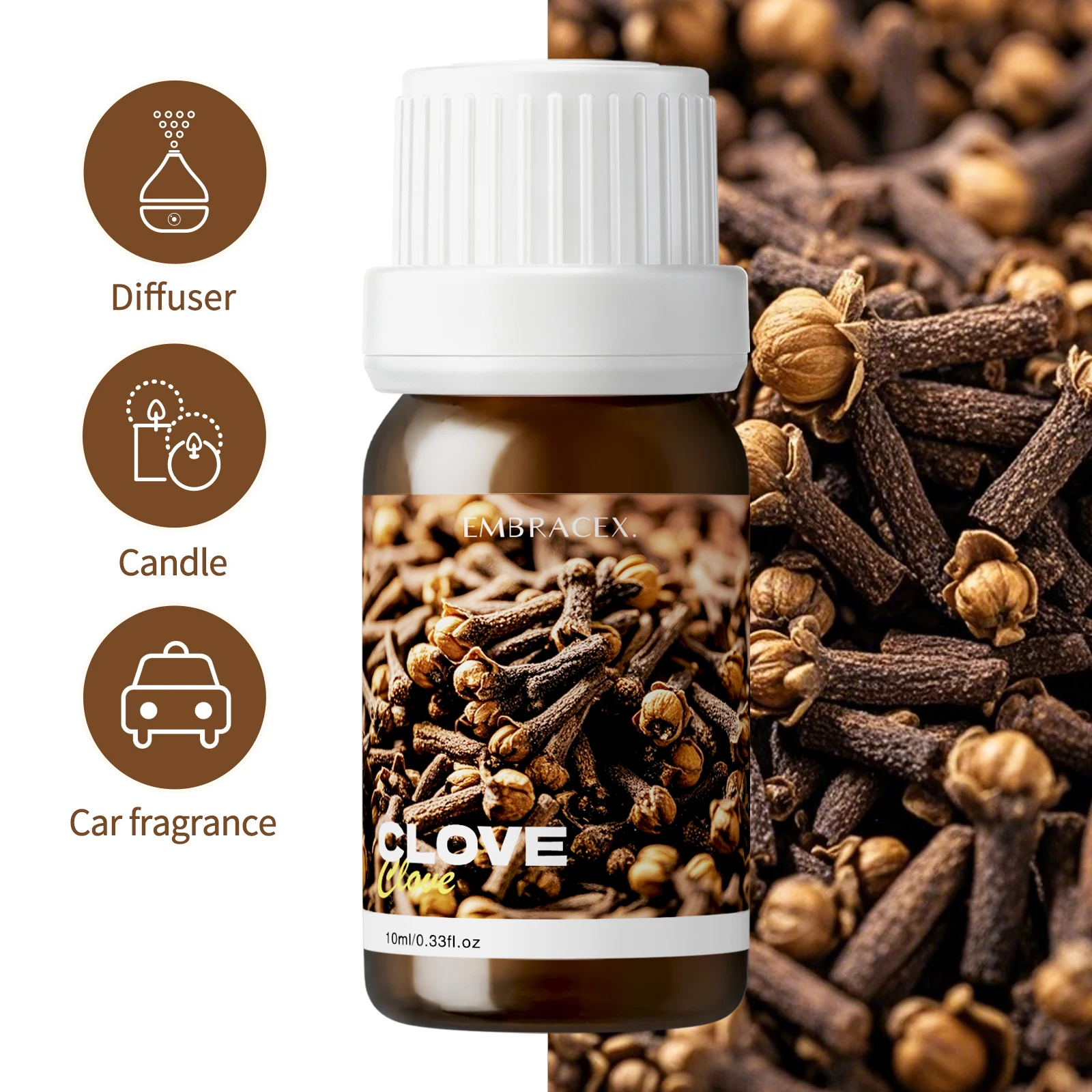 10ml Nelken-Ätherisches Öl Reine Ätherische Öle für Diffusor, Luftbefeuchter, Geschenk, Auto-Lufterfrischer, Kerzenherstellung