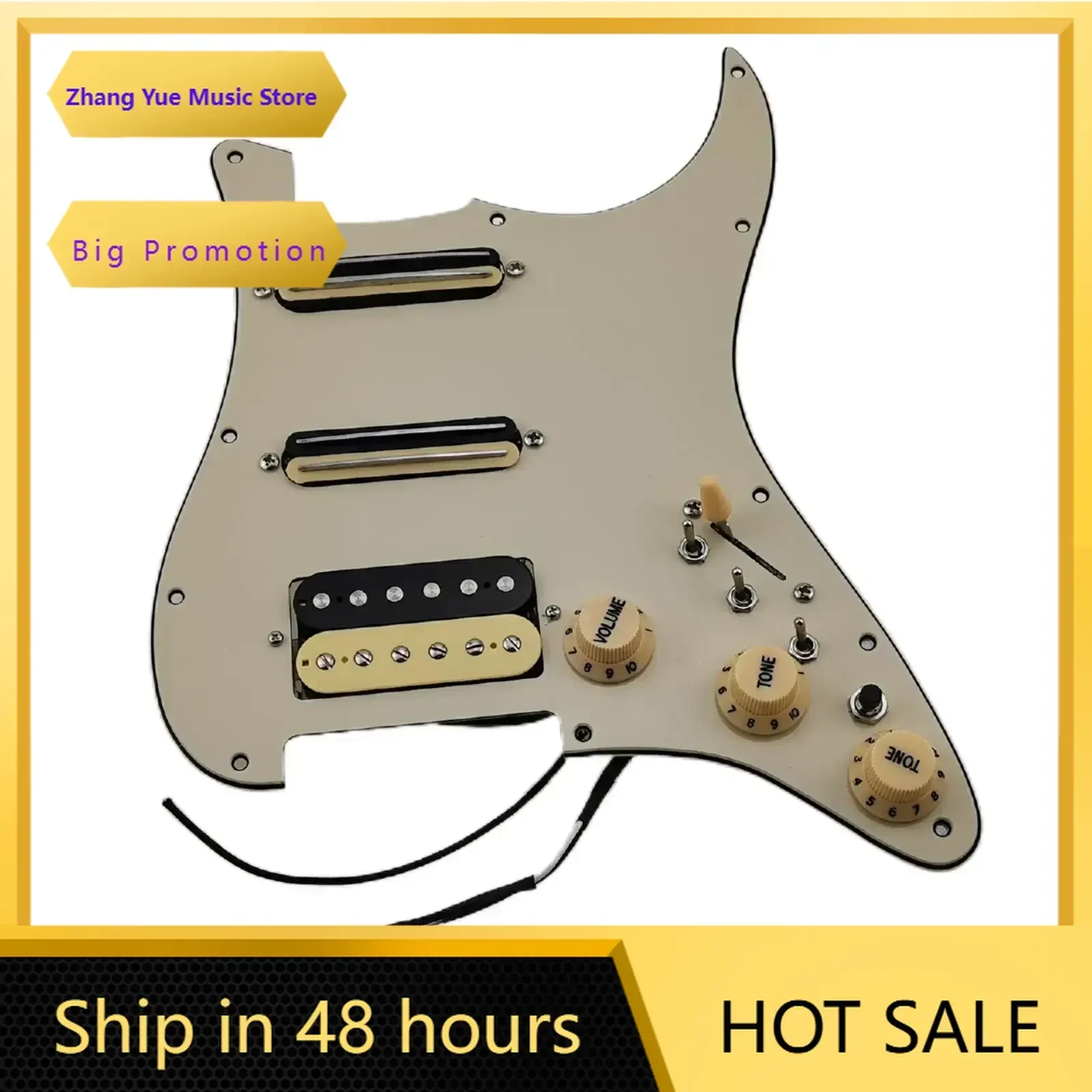 Q-X Music Store-Guitar Pickup Prewired Pickguard  Alnico V Humbucker Pickup Single Cut Features Wiring Harness Guitar Set Zebra