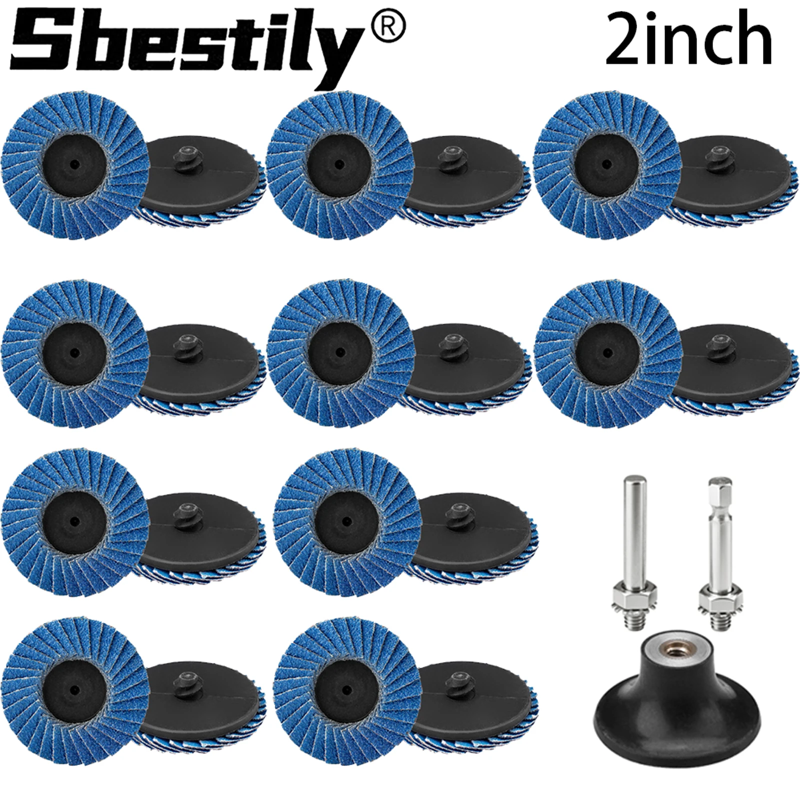 20pcs 2 Inch Flap Discs Zirconia Quick Change Sanding Disc 40-120 Grit with 1/4