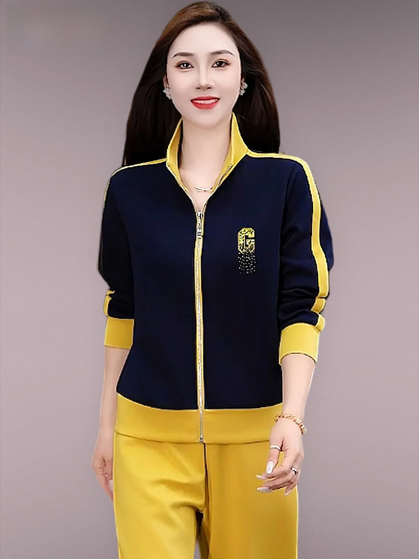 

Faionable Casual Sportswear Set for Women Spring Autumn New Sle Running Fitn Clothes Slimming Mom Fit Zipper Long Sve