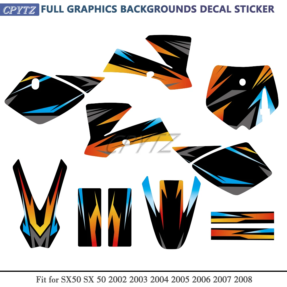 Fit For SX50 SX 50 2002 - 2008 2003 2004 2005 2006 2007 Motorcycle GRAPHICS BACKGROUND DECAL STICKER Kits NEW