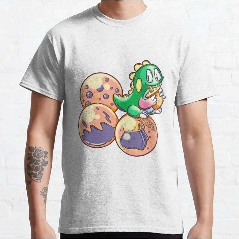 Bobble Tea 80s Vintage Japan Arcade game Bubble Bobble Retro Cute Dragon graphic t shirts large size tops S-6xl