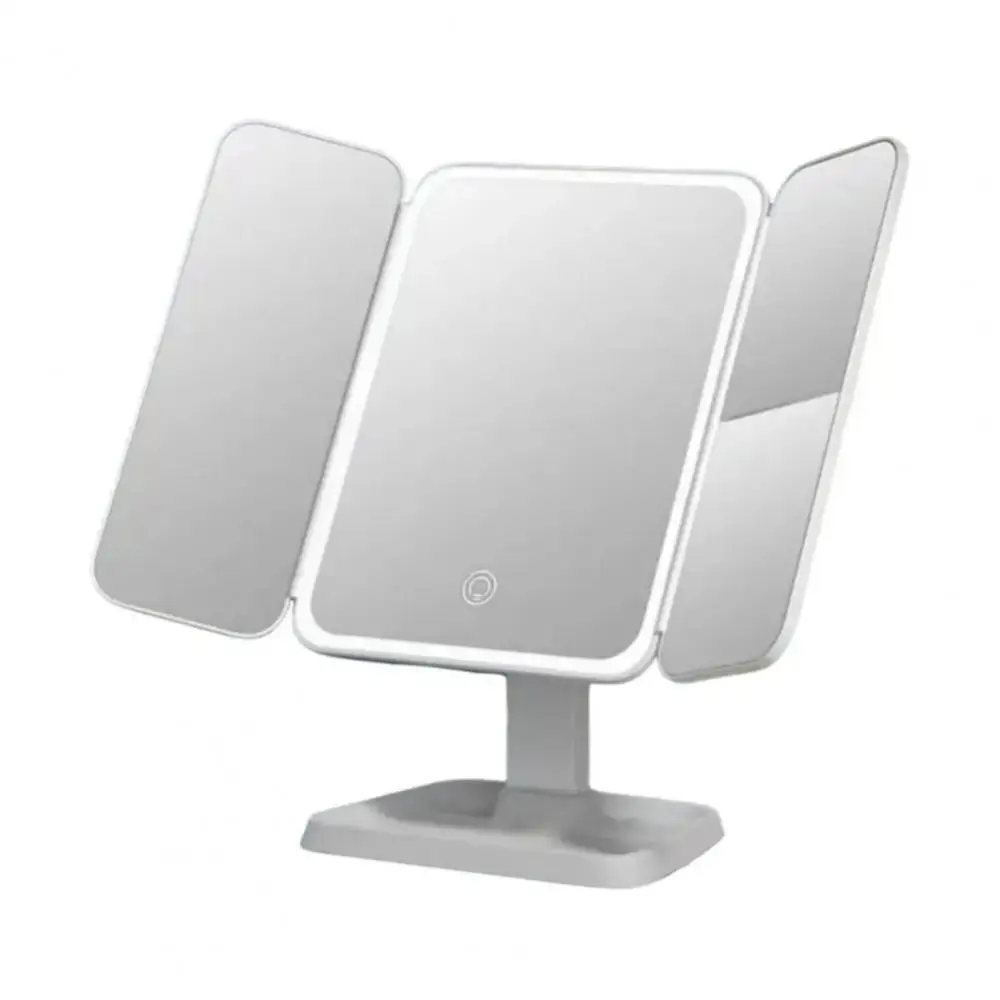 3x/2x/1x ampliações espelho cosmético interruptor do sensor de toque 3 painéis espelho inteligente dobrável grande angular espelho vaidade desktop