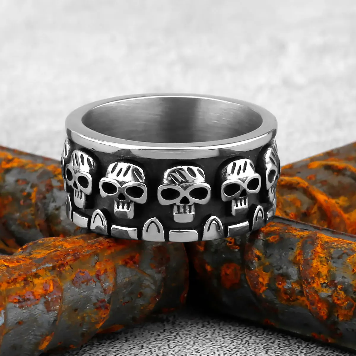 Skull/Animals Gothic Punk Satanic Devil Ring Vintage Steampunk Men\'s Stainless Steel Viking Ring Hiphop Motorcycle Biker Jewelry