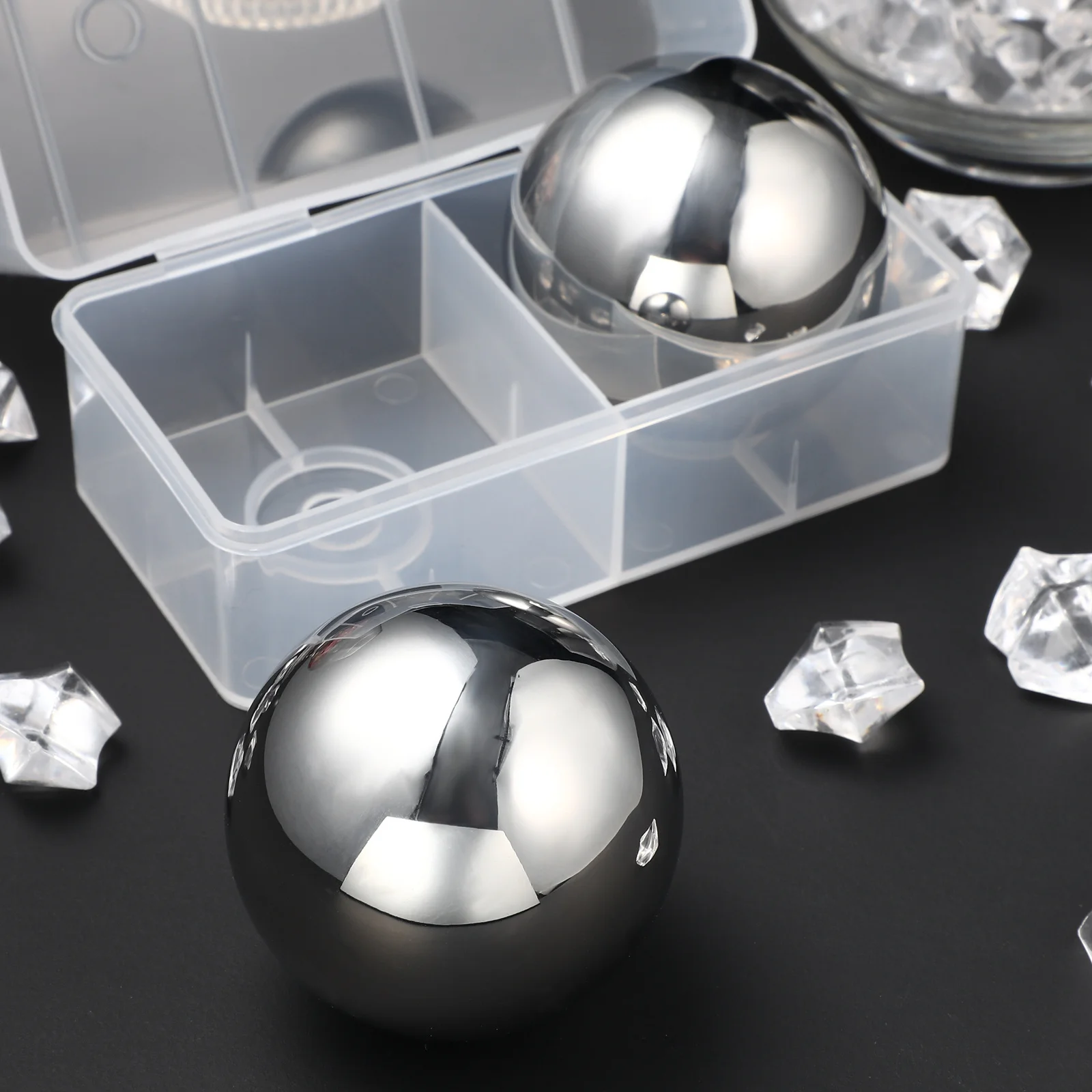 

2Pcs Stainless Steel Ice Cubes Reusable Round Spheres for Whiskey Beer Wine Cool Drink Fast Without Diluting Superior Quality