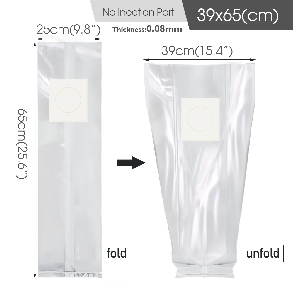 0,08mm PP Pilzbrut-Beutel mit 0,2µm Filter für Farmen, autoklavierbarer Substrat-Beutel, sterilisierter Getreidebeutel mit Injektionsöffnung