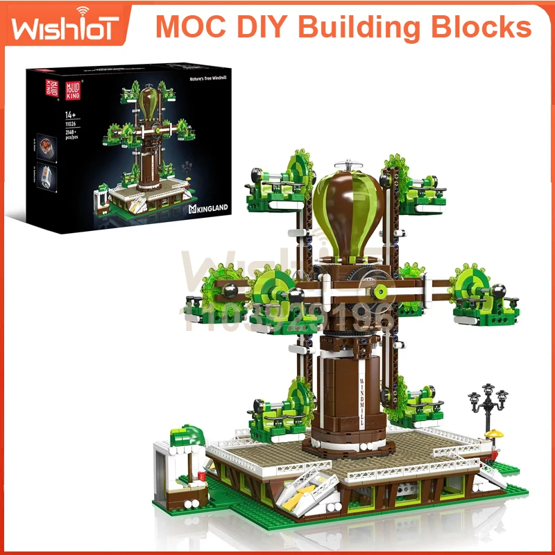 

11026 Nature Tree Windmill 2148pcs Fantasy Park Series Small Granule Building Blocks DIY Assembly Model for Adults Kids Gift