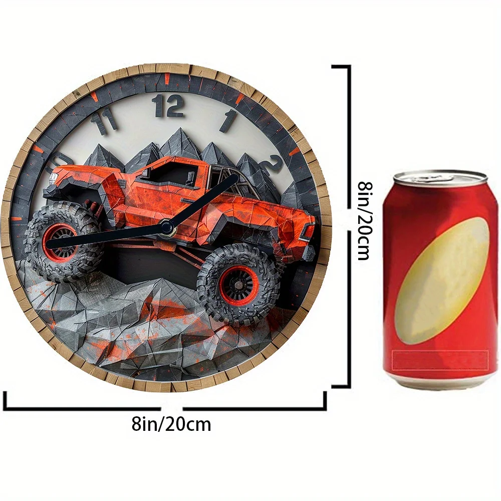 Silent Monster Truck Aluminum Wall Clock - Perfect for Living Room & Mother\'S Day Gift Living Room Decoration