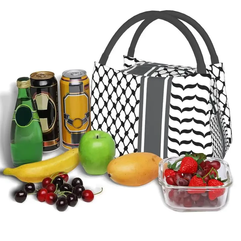 Palestinian Keffiyeh Insulated Lunch Bags Outdoor Picnic Palestine Arabic Hatta Kufiya Waterproof Cooler Thermal Lunch Box Women