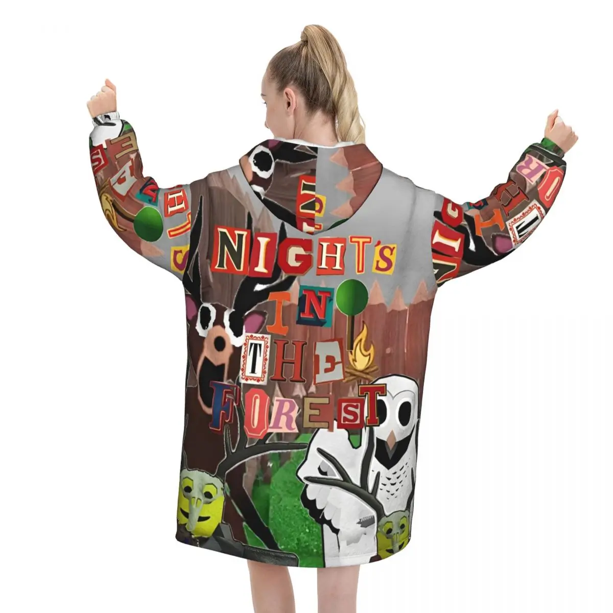 99Nights In The Forests Deken Hoodie Draagbare videogamesdeken Oversize met zak Warme slaapzak Zachte, gezellige onesie