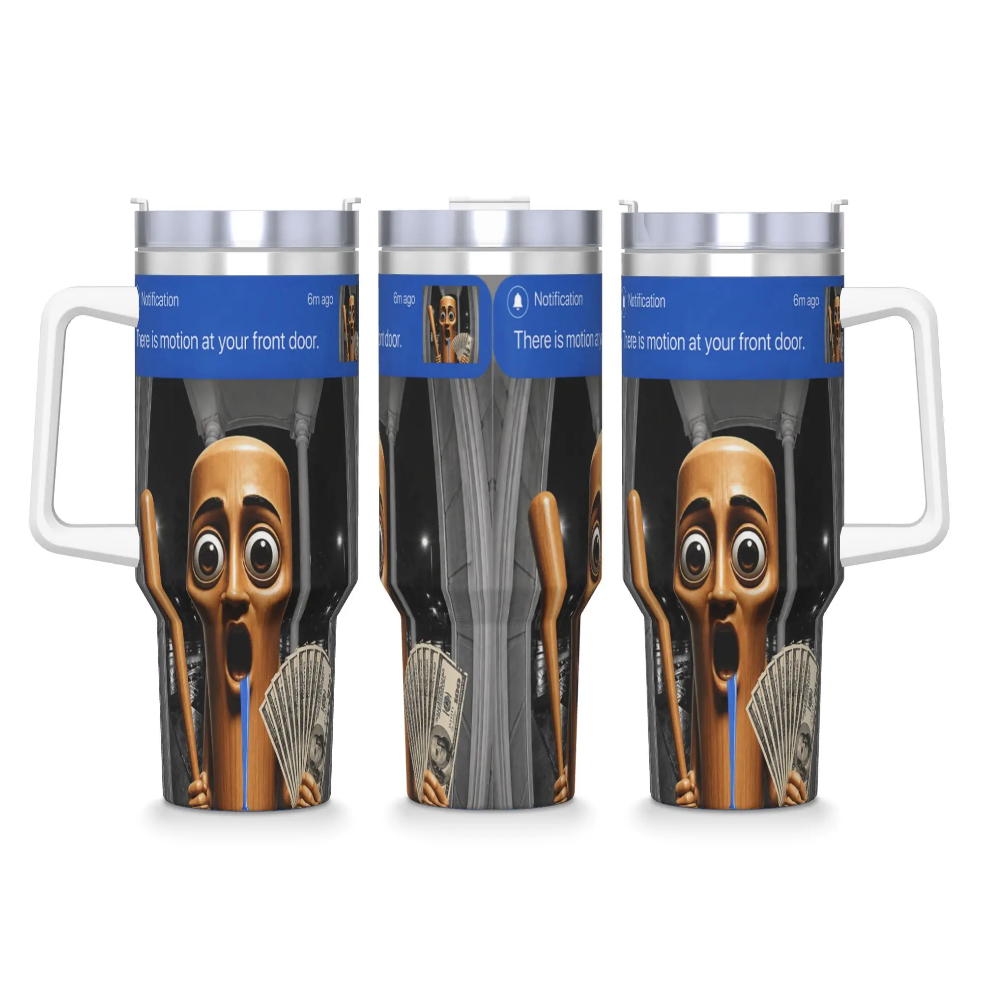 Stainless Steel Tumbler There is Motion at Your Front Tung Tung Sahur Drooling Money Car Mugs Travel Cold Drink Water Bottle