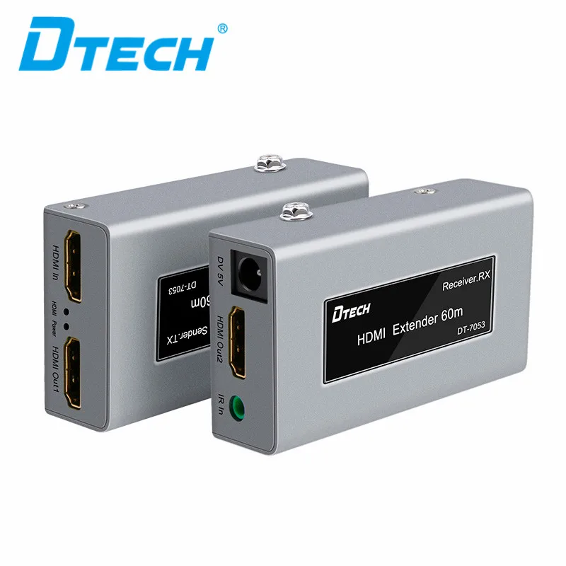 Extensor HDMI Dtech sobre único extensor Ethernet HDMI Ca5e/6 de até 196 pés Extensor HDMI 60m com IR