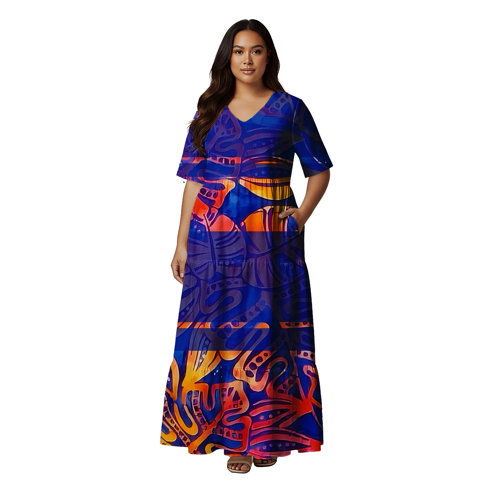 هاواي شعار مخصص التنانير الحياة عادية ساموا ميدي كم فستان بولينيزيا القبلية أكثر من حجم المرأة فستان تونغا فستان مطبوع عليه زهور