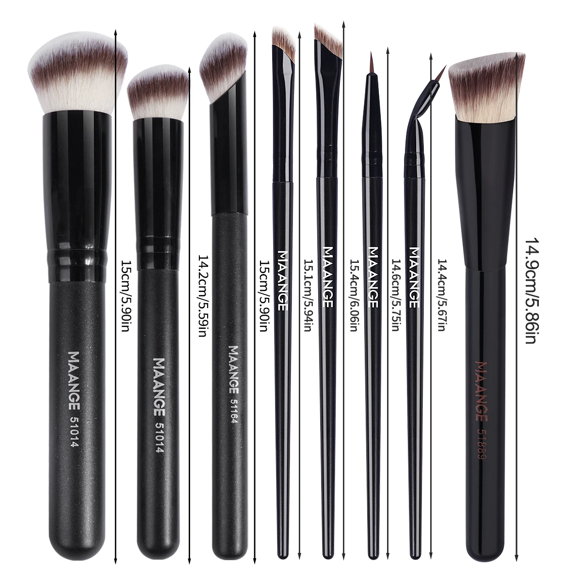MAANGE Pennelli per trucco 8 pezzi Premium Fondotinta in polvere sintetica Contorno Correttore Ombretto Miscelazione Liner Pennello per trucco Kit Strumento