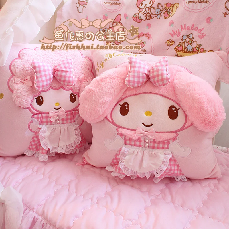 Sanrio My Melody Three-in-one Pillow Kawaii Doll Plush Stuffed Toy Air Conditioning Blanket Sheep Warm Blanket Pink Gift For Gir