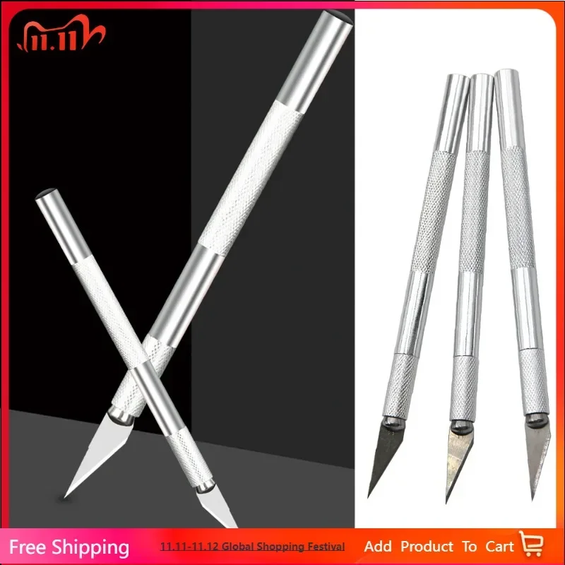 Hot Sell 12PCS Colorful Aluminum Alloy Wood Cutter Knifes Carve Tool Sculpture Utility Engrave Sharp Metal Scalpel Woodcarve Bla
