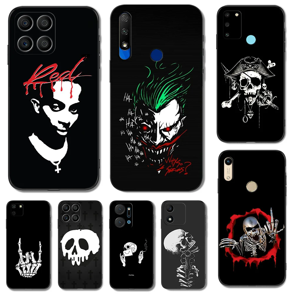 Black Tpu Case For Honor 100 90 X9B X6A X5 X6 X6s X7 X7A Magic 4 Pro 5 Lite Mask Fingers Skull