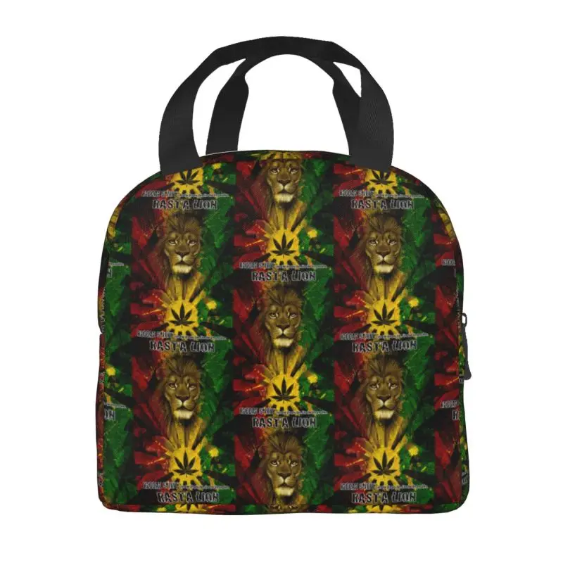 Jamaican Rasta Lion Insulated Lunch Bags for Women Jamaica Rastafarian Reggae Resuable Cooler Thermal Bento Box School